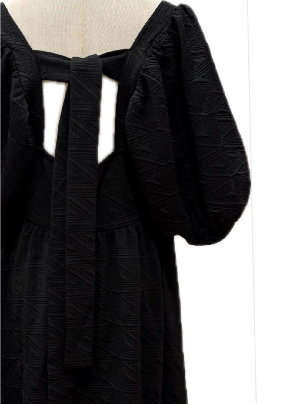 Free People NWT Black Square Neck Puff Sleeves Babydoll Mini Dress XL - Picture 6 of 12